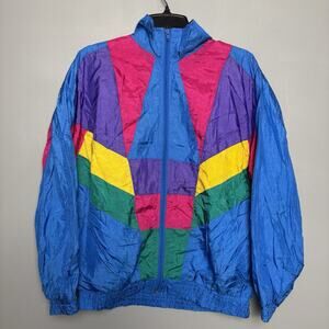 Vintage 80’s Color Block Ski Gaper Jerry Jacket Sunterra Ski Small Blue Pink